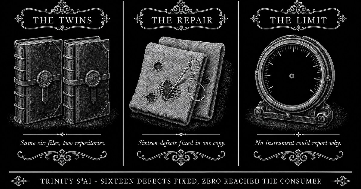 Three-panel engraved illustration for: Sixteen defects fixed, zero of them reached the consumer