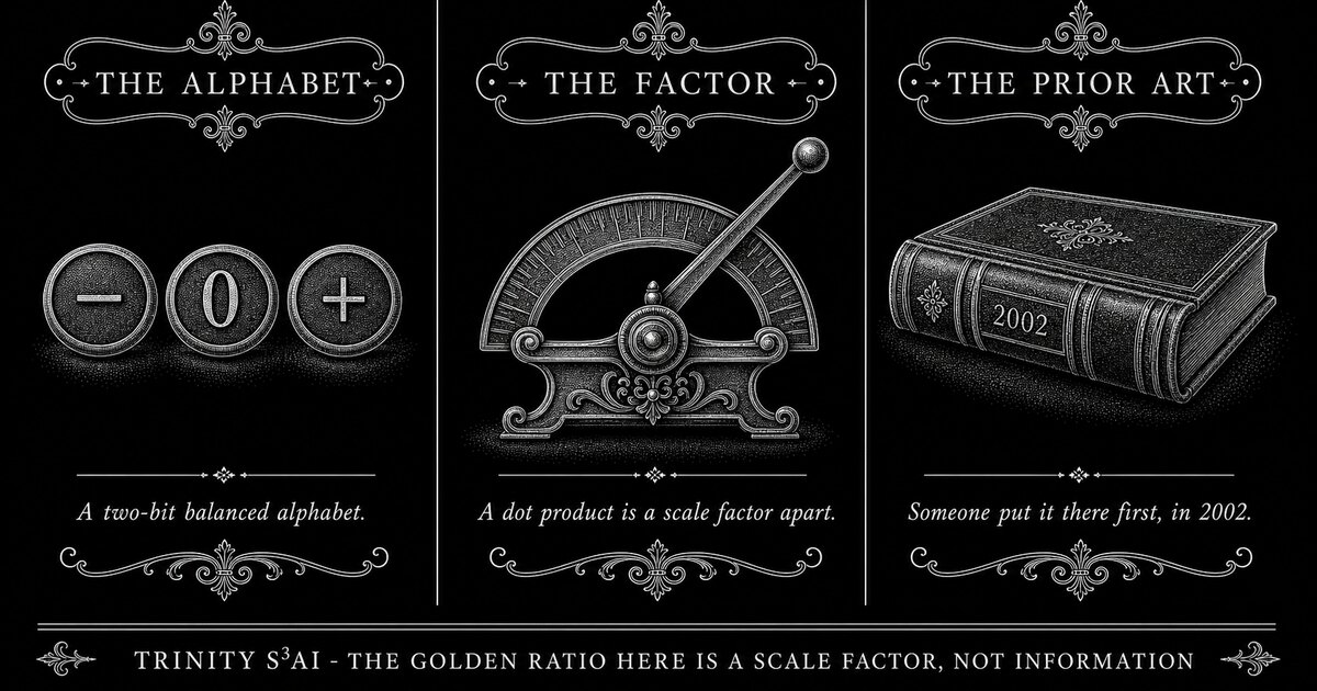 Three-panel engraved illustration for: The golden ratio in this format is a scale factor, not information