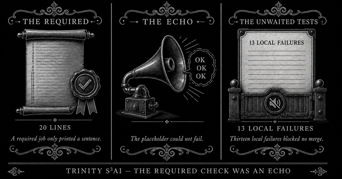 Three-panel engraved illustration for: The required check was an echo