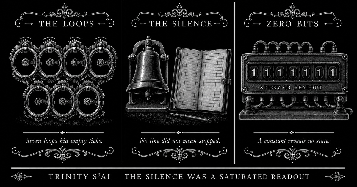 Three-panel engraved illustration for: A background loop broke for months, and no amount of watching could have caught it
