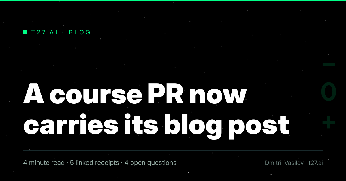 Three-panel engraved illustration for: A course PR now carries its blog post