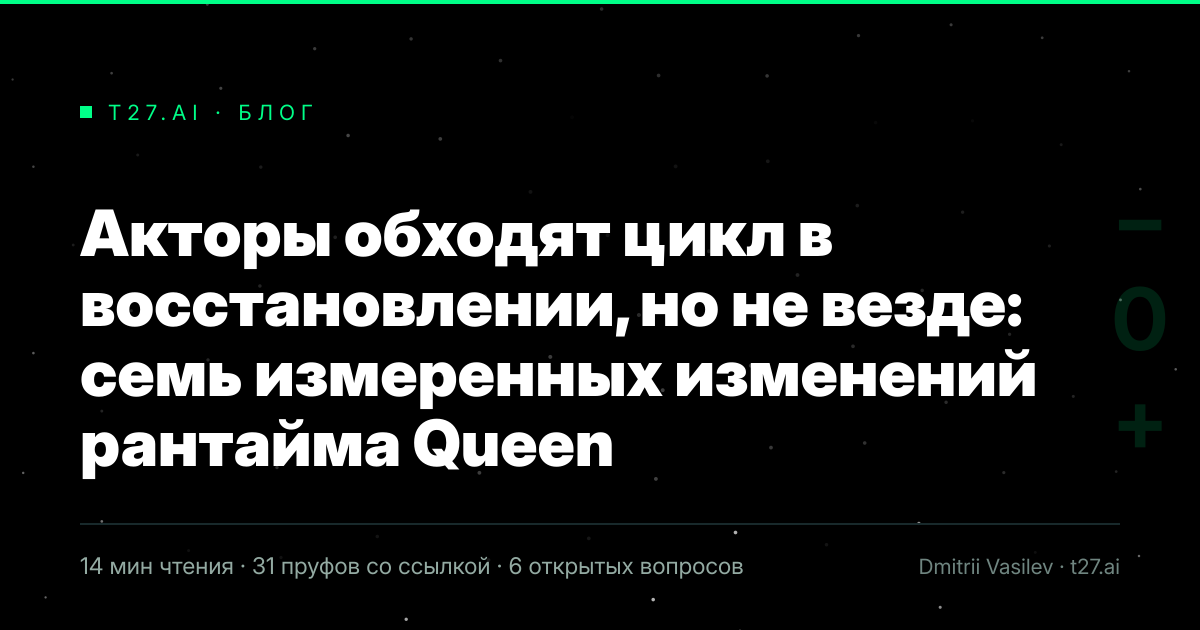 Титульная карточка статьи, иллюстрации пока нет: Акторы обходят цикл в восстановлении, но не везде: семь измеренных изменений рантайма Queen