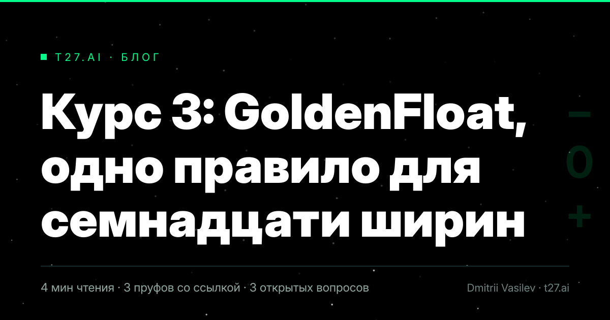 Гравюрный триптих к статье: Курс 3: GoldenFloat, одно правило для семнадцати ширин