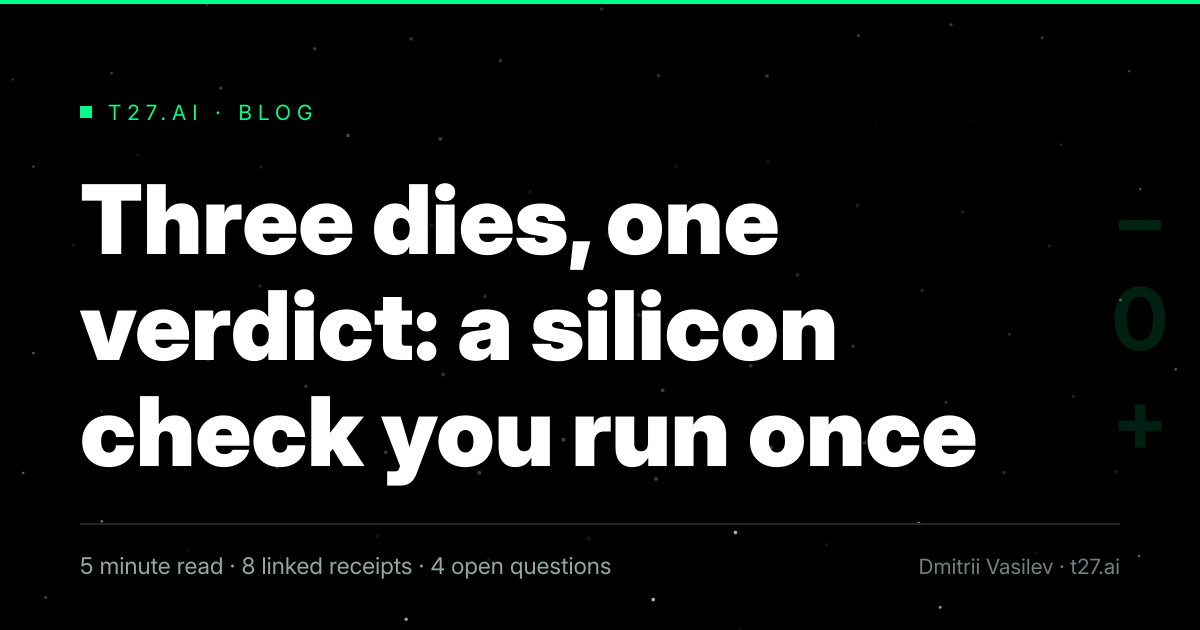 Three-panel engraved illustration for: Three dies, one verdict: a silicon check you run once