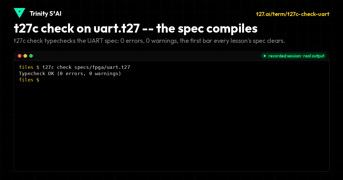 t27c check on uart.t27 -- the spec compiles