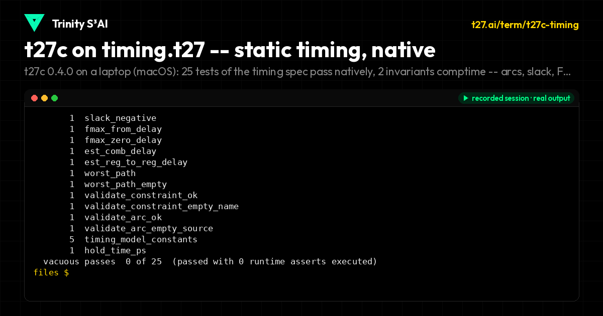 t27c on timing.t27 -- static timing, native