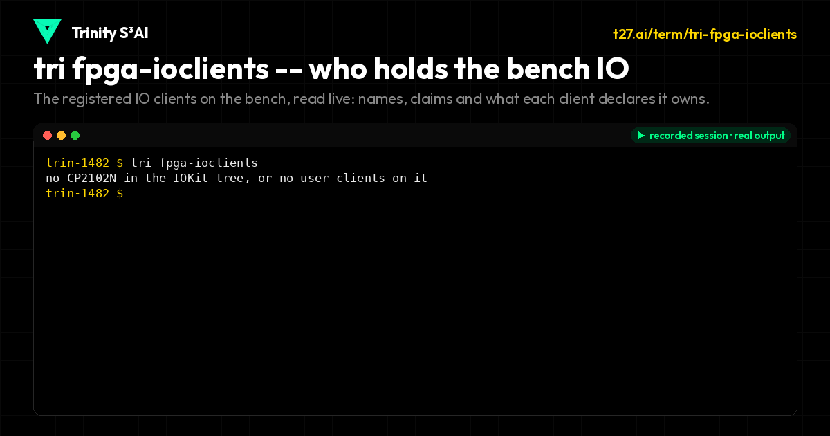 tri fpga-ioclients -- who holds the bench IO