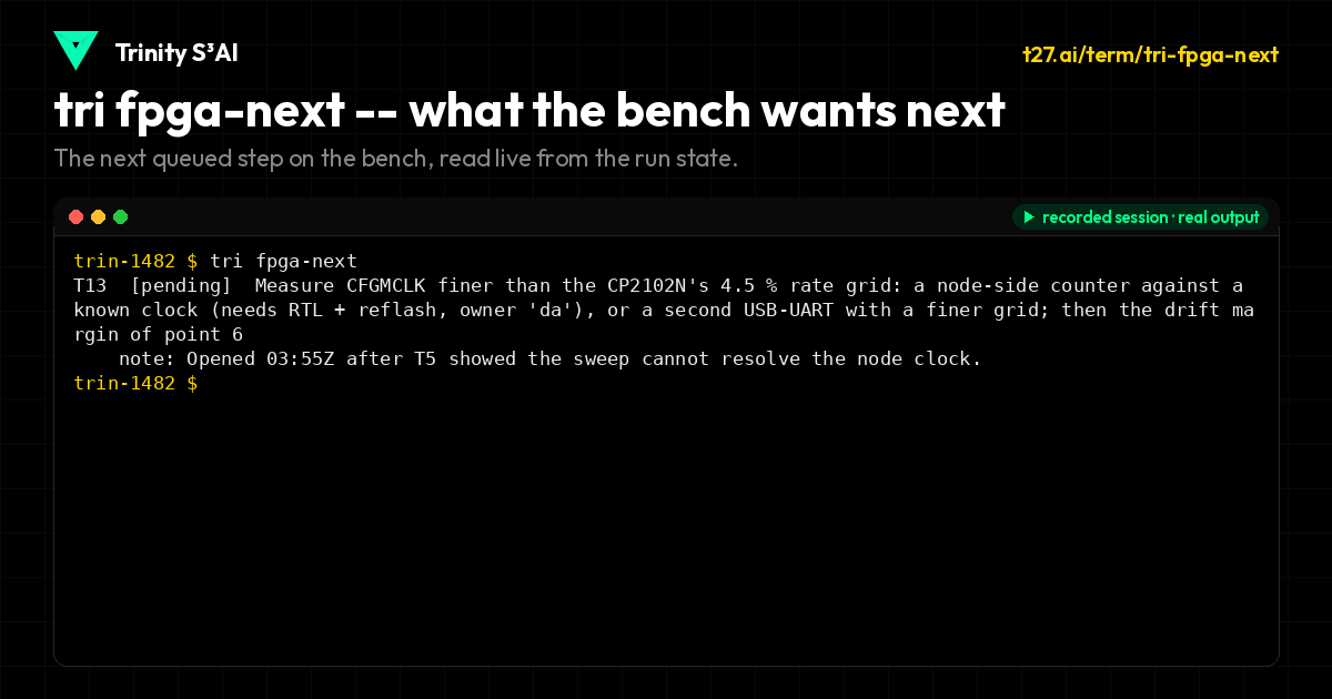 tri fpga-next -- what the bench wants next