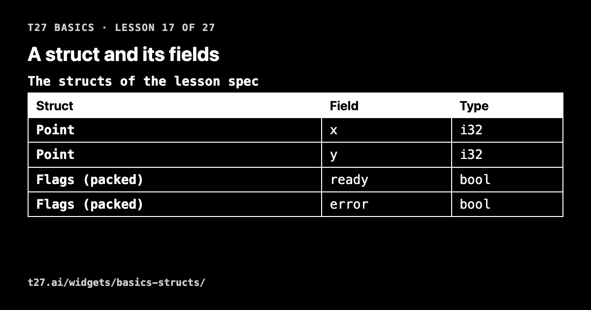 t27 basics 17: a struct and its fields