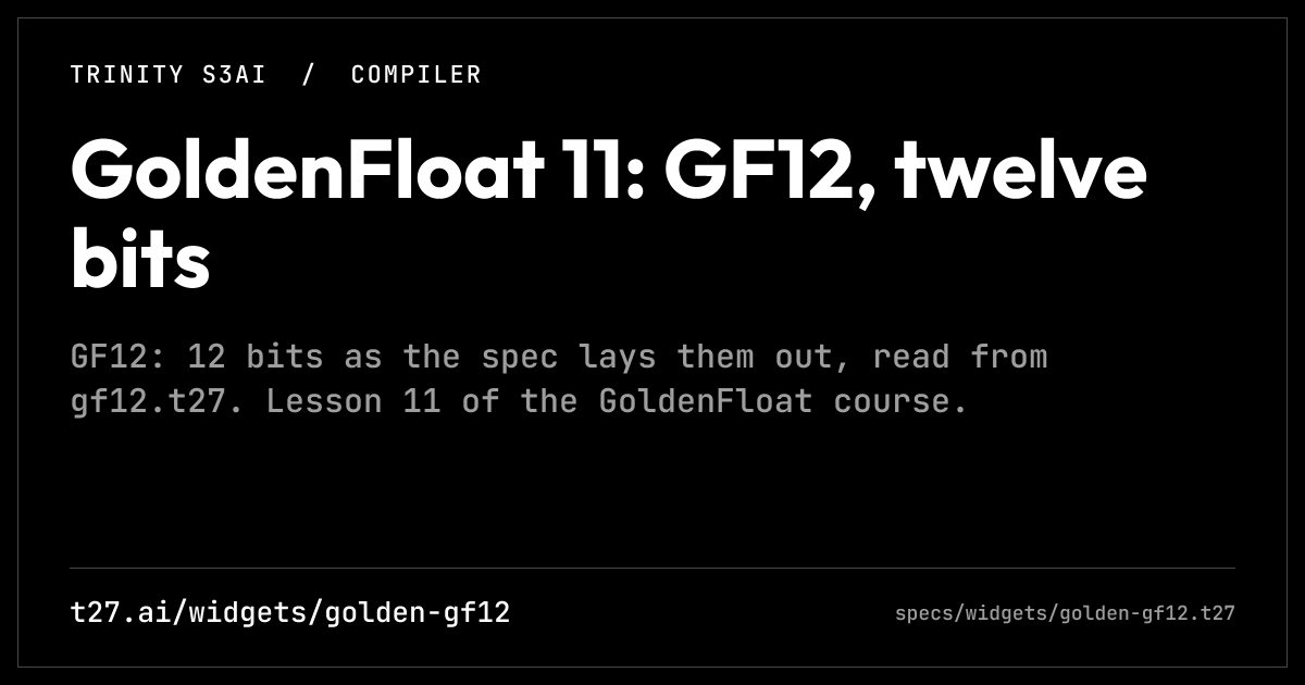 GoldenFloat 11: GF12, twelve bits