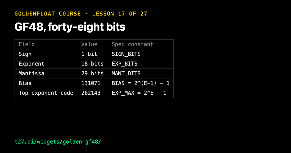 GoldenFloat 17: GF48, forty-eight bits