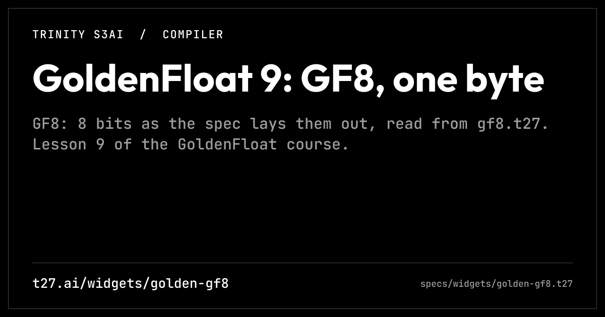 GoldenFloat 9: GF8, one byte