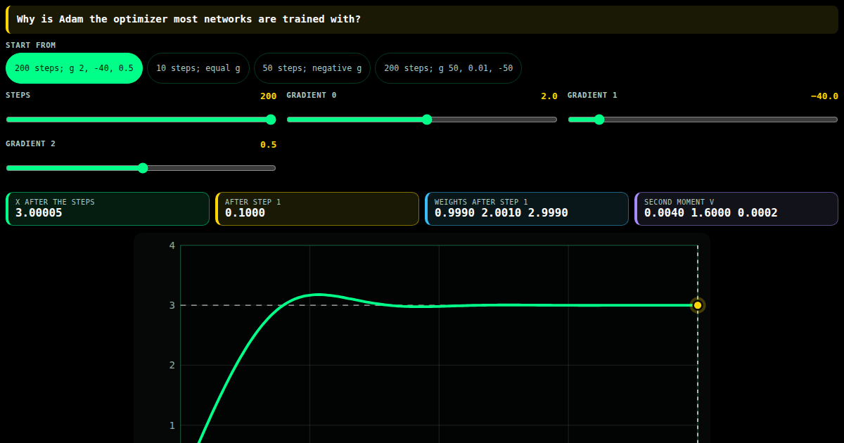 Adam: the optimizer most networks are trained with